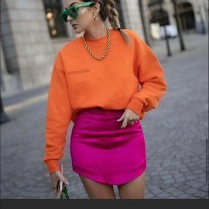 Zara Hot Pink Satin Skirt - Blogger - Size M - Wor